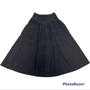Vintage Women’s Grey Corduroy A-Line Maxi Skirt with Pockets Size XS